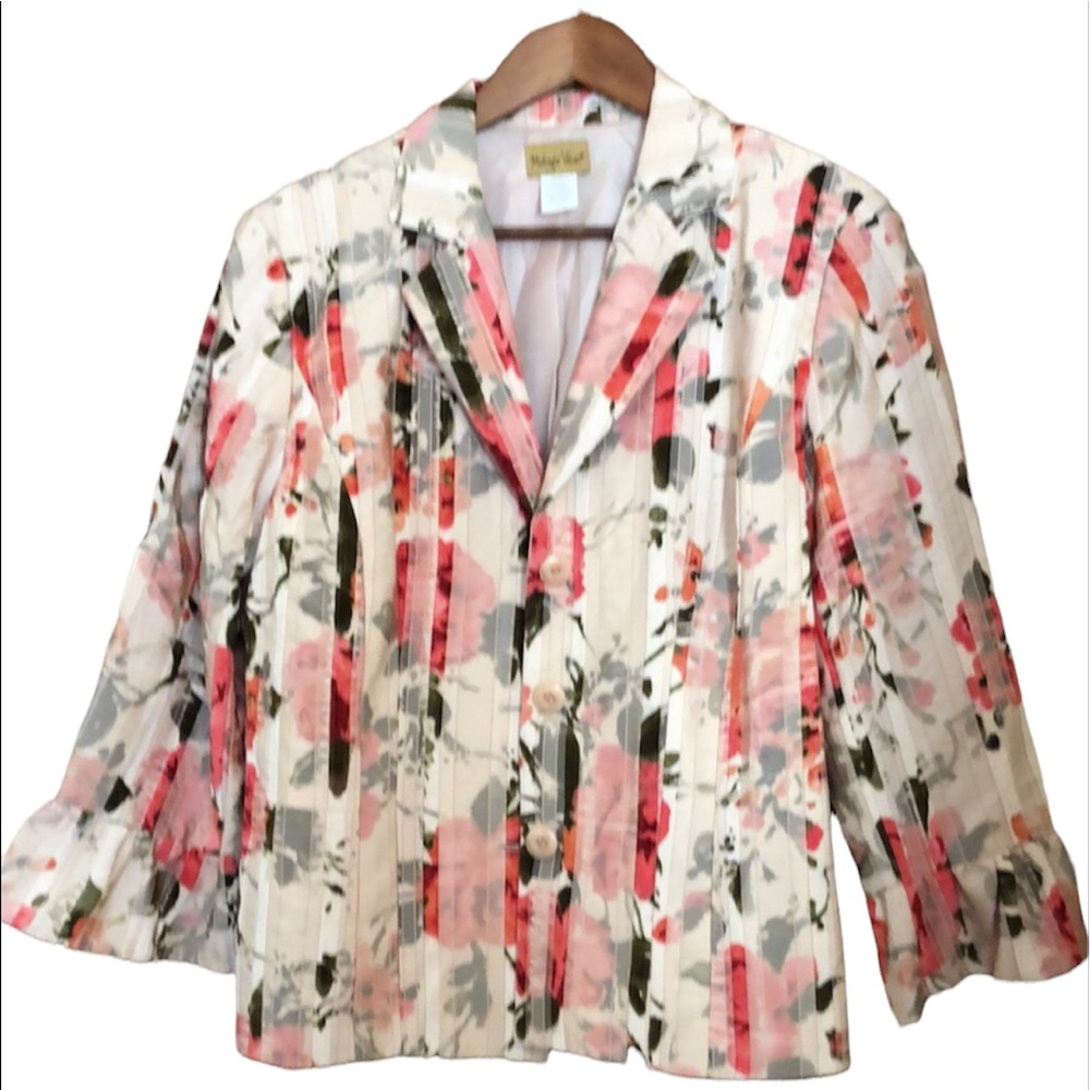 Midnight Velvet Floral Print Blazer Womens Size 10
